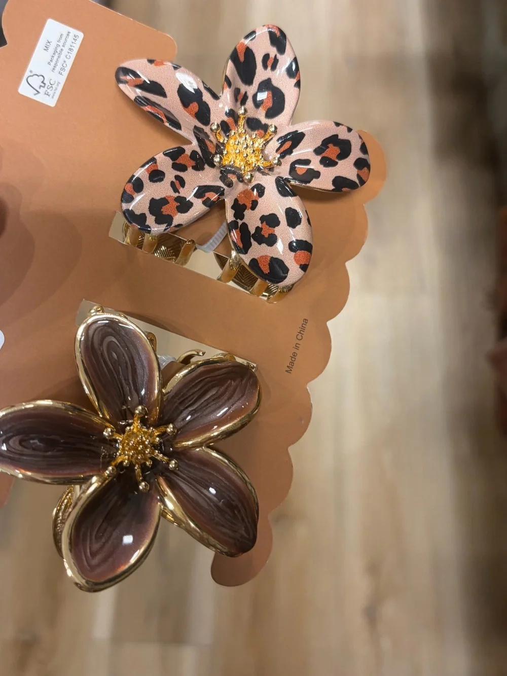 NWT ⚜️🤎⚜️ Sunday State Floral Hair Claw Enamel Clips set of 2